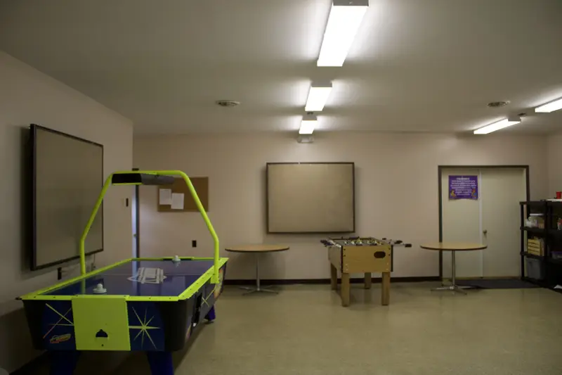 Game room with air hockey