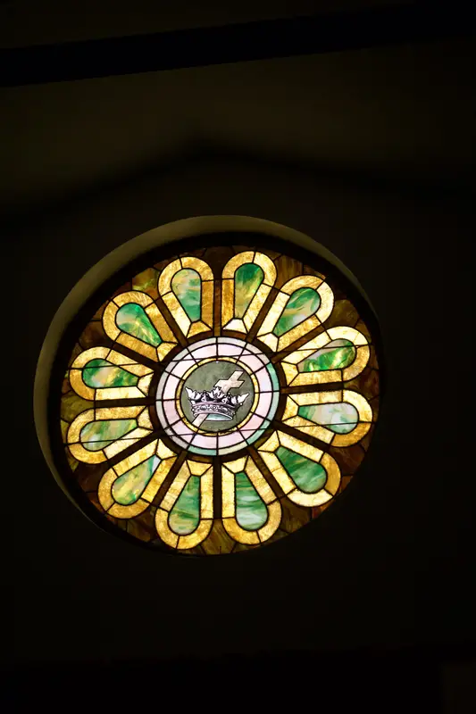 Stained glass rose window